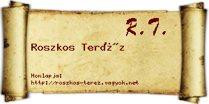 Roszkos Teréz névjegykártya